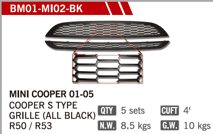 TUNING GRILLE, GLOSS BLACK for mini cooper