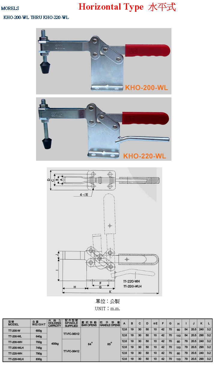 Horizontal Handle Toggle Clamps