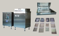 Tray type bottle washing machine
