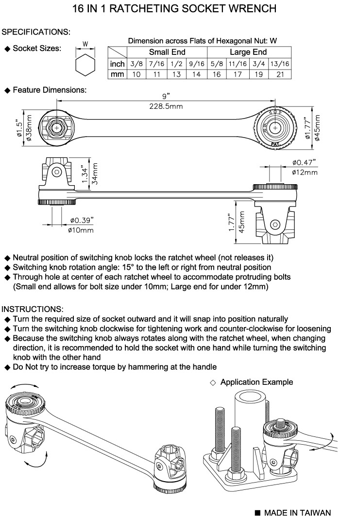 16-in-1 Dual-box-end Ratchet Wrench