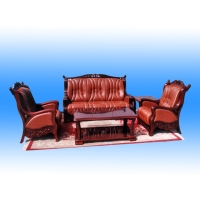 Leather & Wood Sofa