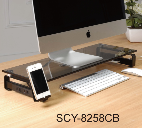 Glass Monitor Stand- Grey