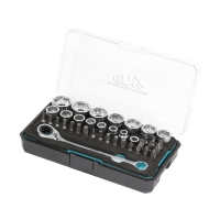 38PC Pass Thru Low Profile & Non-slip Socket Set (120-Tooth Reversible Ratchet Wrench)