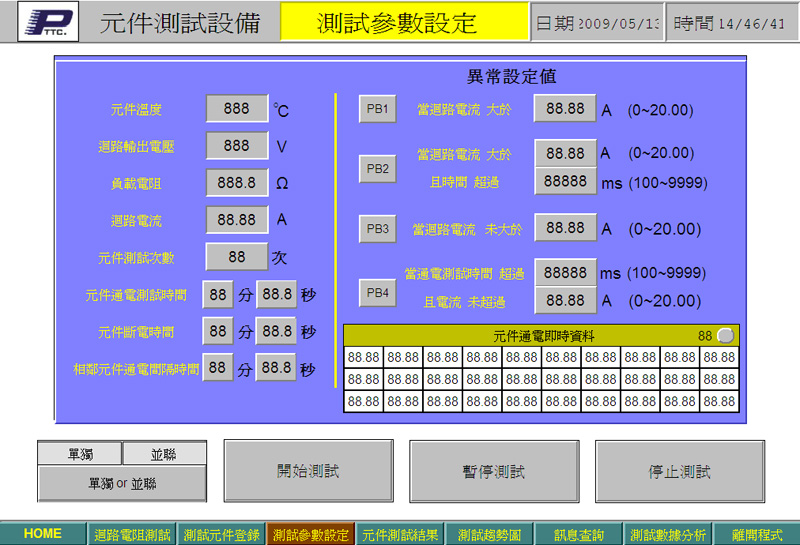 電子零件測試自動控制系統(圖形監控)