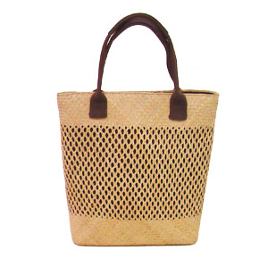 蔺草编织网花提袋