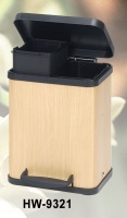 double-compartment step-on trash can