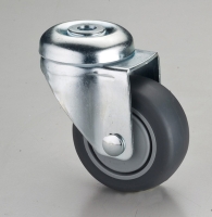 314 Lengthened Dual-brake Hollow-king-pin TPR Swivel Caster