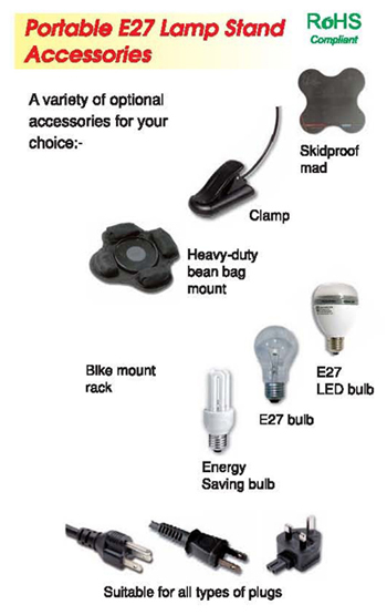 Portable E27 LED Lamp Stand Portable E27 LED Lamp Stand