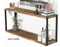 Wooden wall-mounted iron storage rack