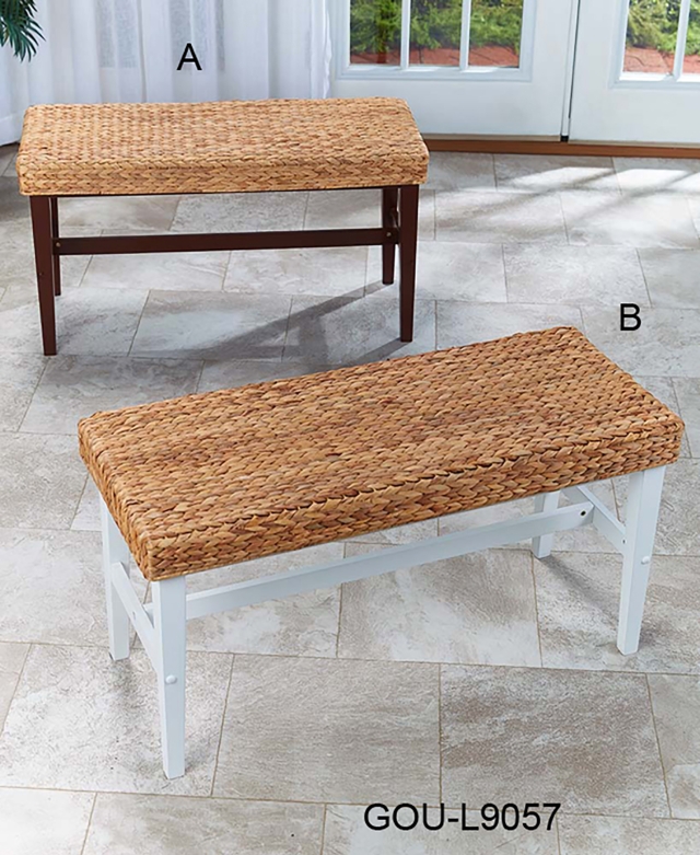 Natural Water Hyacinth Woven Bench