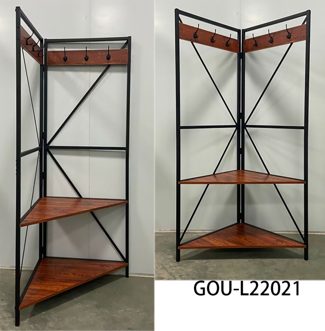 Corner Coat Rack with Shelves
