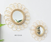 Round Natural Rattan Mirror