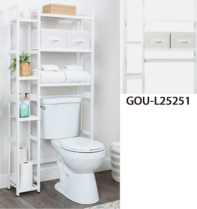 Over-the-Toilet Bathroom Dual Storage Rack with Set of 2 Baskets