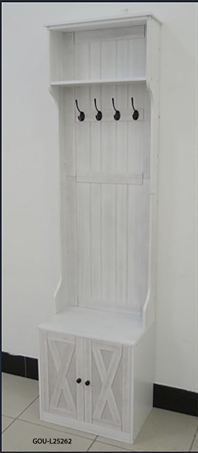 Entryway Hall Tree with Hooks and Storage Cabinet