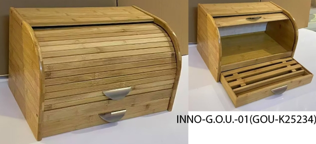 Bamboo Bread box with knife holder