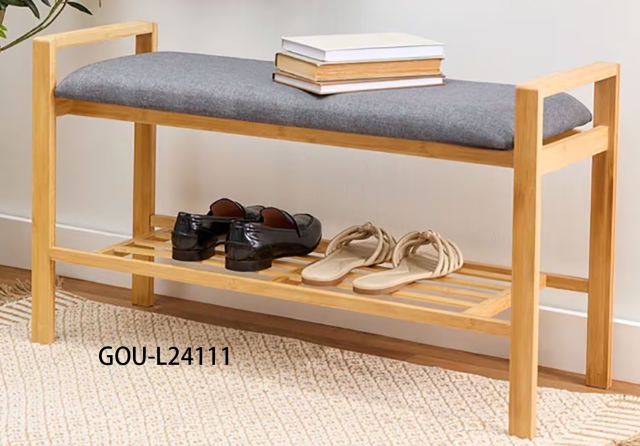 Bamboo Bench with Organizing Shelf
