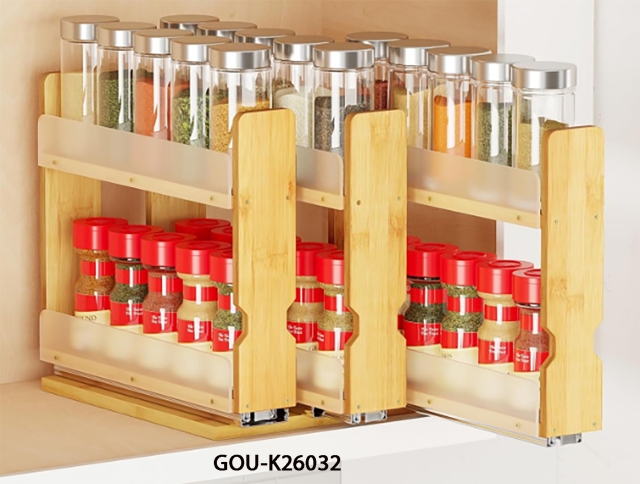 Sliding pull-out spice rack