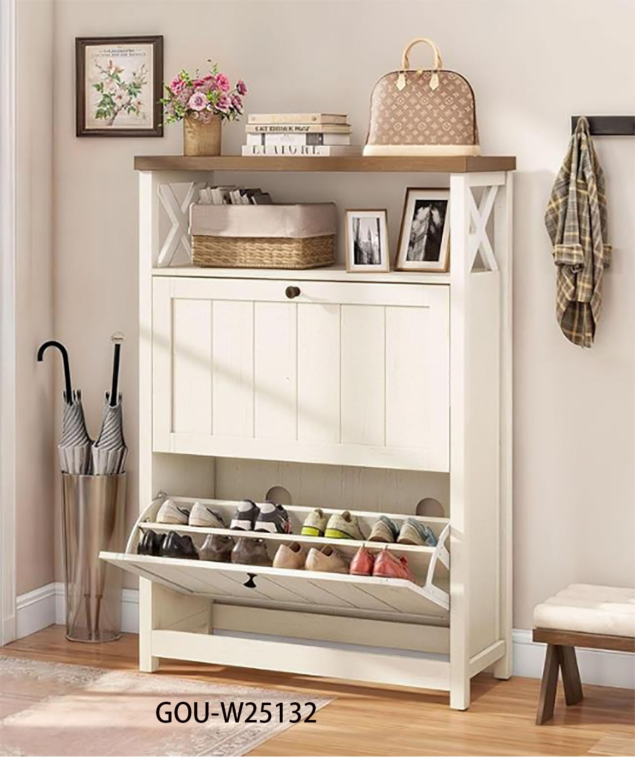 Slim Storage cabinet with Baskets