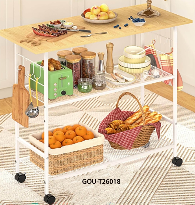 3 TIER KITCHEN ISLAND WITH STORAGE