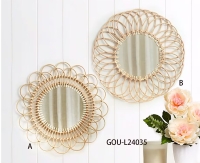 Round Natural Rattan Mirror