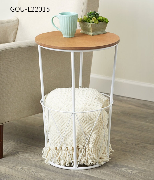 Metal Storage Basket Table