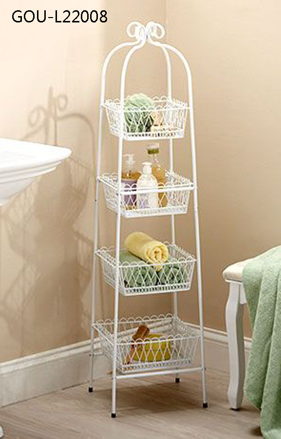 4-Tier Metal Basket Stand for Storage