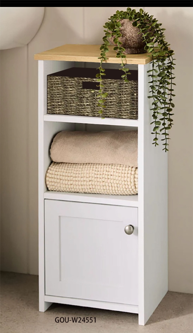 Storage Unit W/ Seagrass basket Storage Unit W/ Seagrass basket