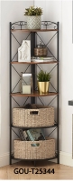  5 –TIER CORNER SHELVES WITH 2 FOLDING BASKET