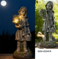 Resin Girl Statue solar light