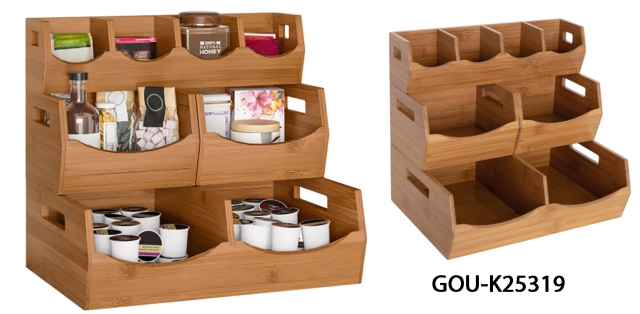 4-Piece Stackable Bamboo Bin Set