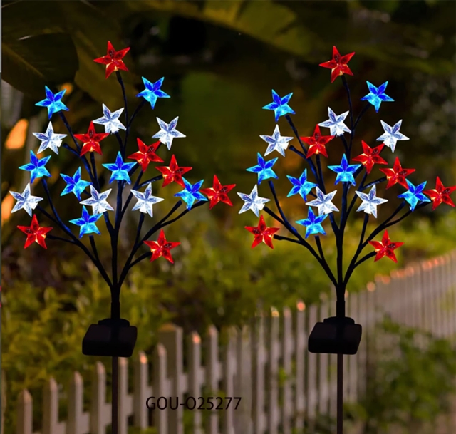 American Independence Day Solar Tree Branches Stake
