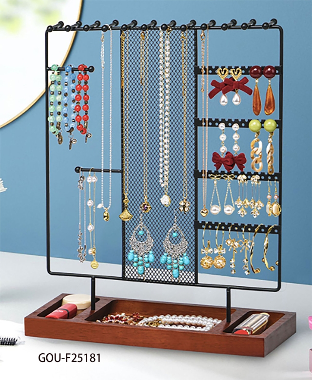 Jewelry Stand with Wooden Base