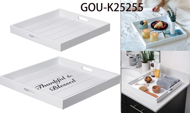 Rectangular wooden tray table