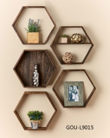Rustic Wood Hexagon Shelves