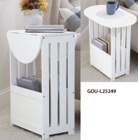 Side Table with Drop Leaf Top and Magazine Holder