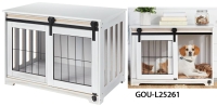 Rustic Sliding White Barn Door Pet Crate 