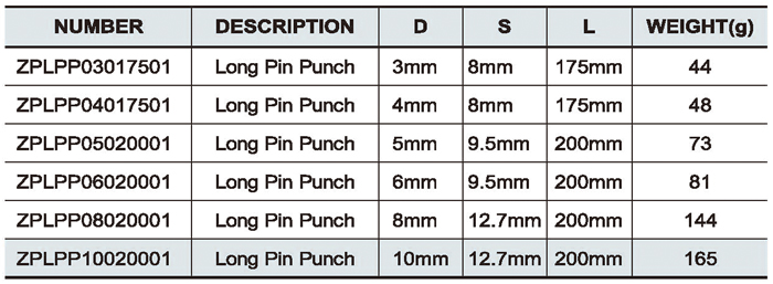 6PCS Long Pin Punch Set