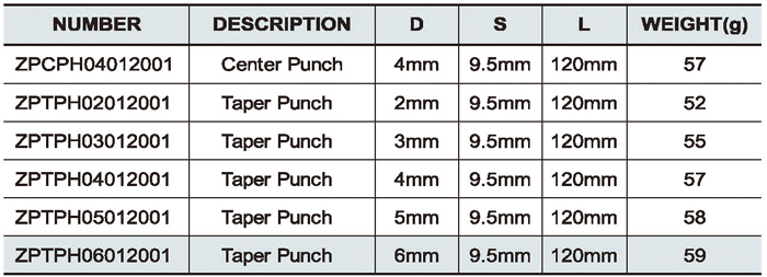 6PCS Center & Taper Punch Set