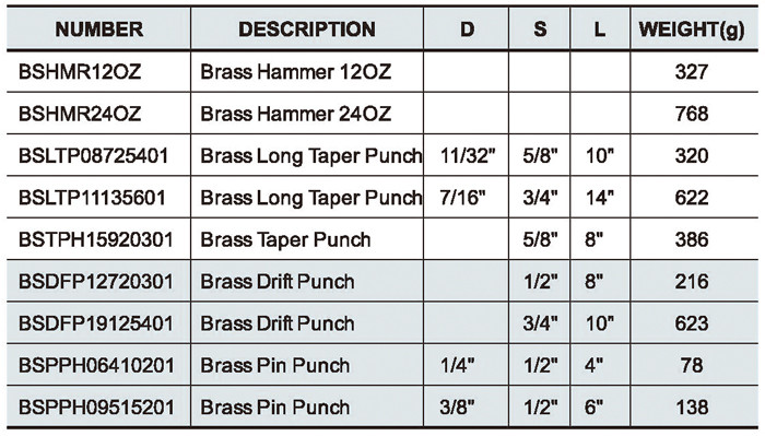 9PCS Brass Punch Set