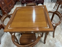 African teak mahjong table and chairs