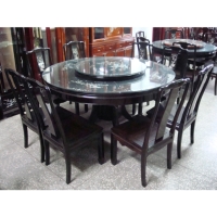 Round Ebony Table & Chair Set