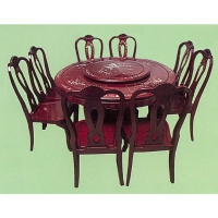 Round Mahogany Dining Room Ensemble