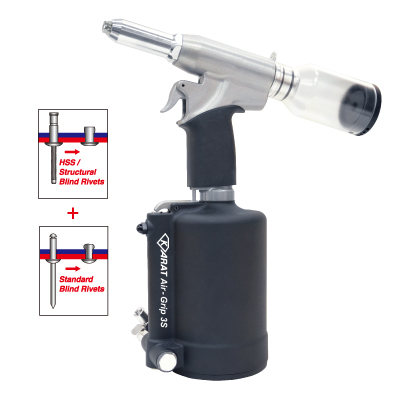 KARAT Air-Grip™ 3S Industrial Air Hydraulic Riveter 6.4 mm 1/4 KARAT Air-Grip™ 3S Industrial Air Hydraulic Riveter 6.4 mm 1/4