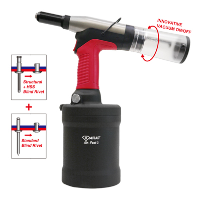 KARAT AF-3 Industrial Heavy-Duty Extra Long Stroke Built-in Vacuum Air-Hydraulic Riveter