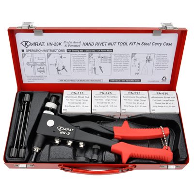 KARAT HN-2MSKC Industrial Premium Compact Size Quick-Change Design Hand Rivet Nut Tool Kit