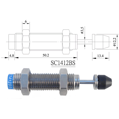 SC series: Non-adjustable, self compensation type shock absorbers.