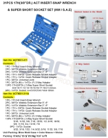 31PCS 17H(3/8”DR.) ACT INSERT-SNAP WRENCH & SUPER SHORT SOCKET SET (MM / S.A.E)