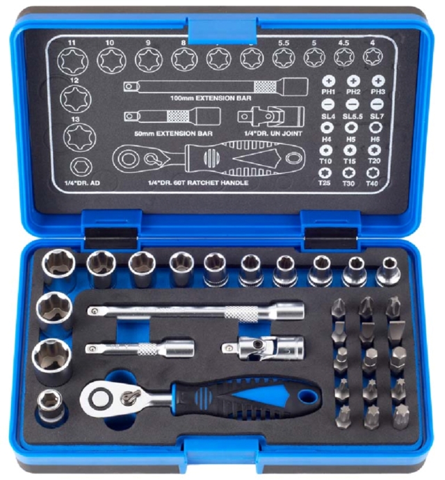 32pcs 1/4”Dr. 60T Super Lock Socket And Bit Set
