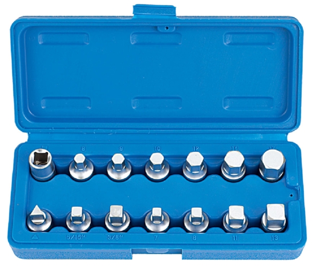 汽车维修工具 14pcs 3/8”Dr.Master Drain Plug Key Set Cr-V