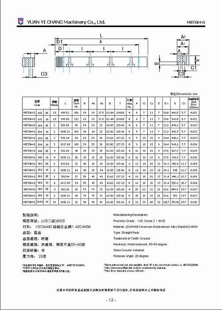 YYC精密直齒研磨齒條